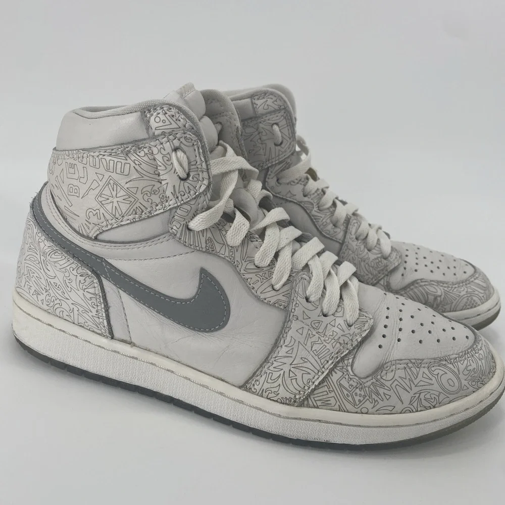 Air Jordan 1 HI OG Laser White Met Silver 705289-100 Retro High top US Size 10